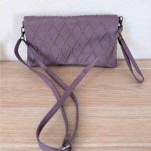 Purple Faux Leather Crossbody Clutch